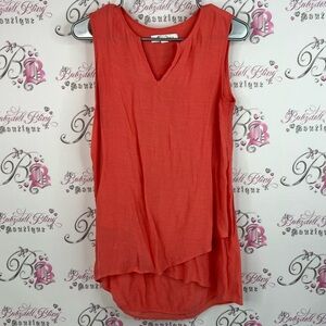Cristina B tank top pleated detail orange Elegant V-Neck Coral Tank Top